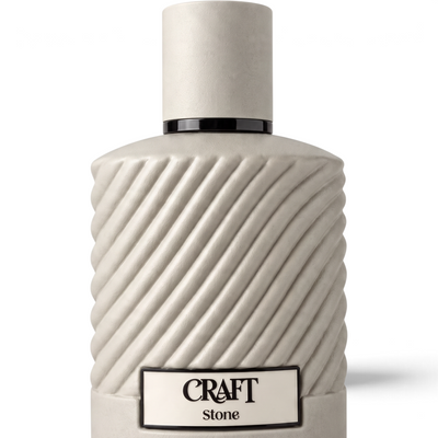 Palette 21 Jo Milano Craft amber spicy eau de parfum in a textured beige stone-effect bottle
