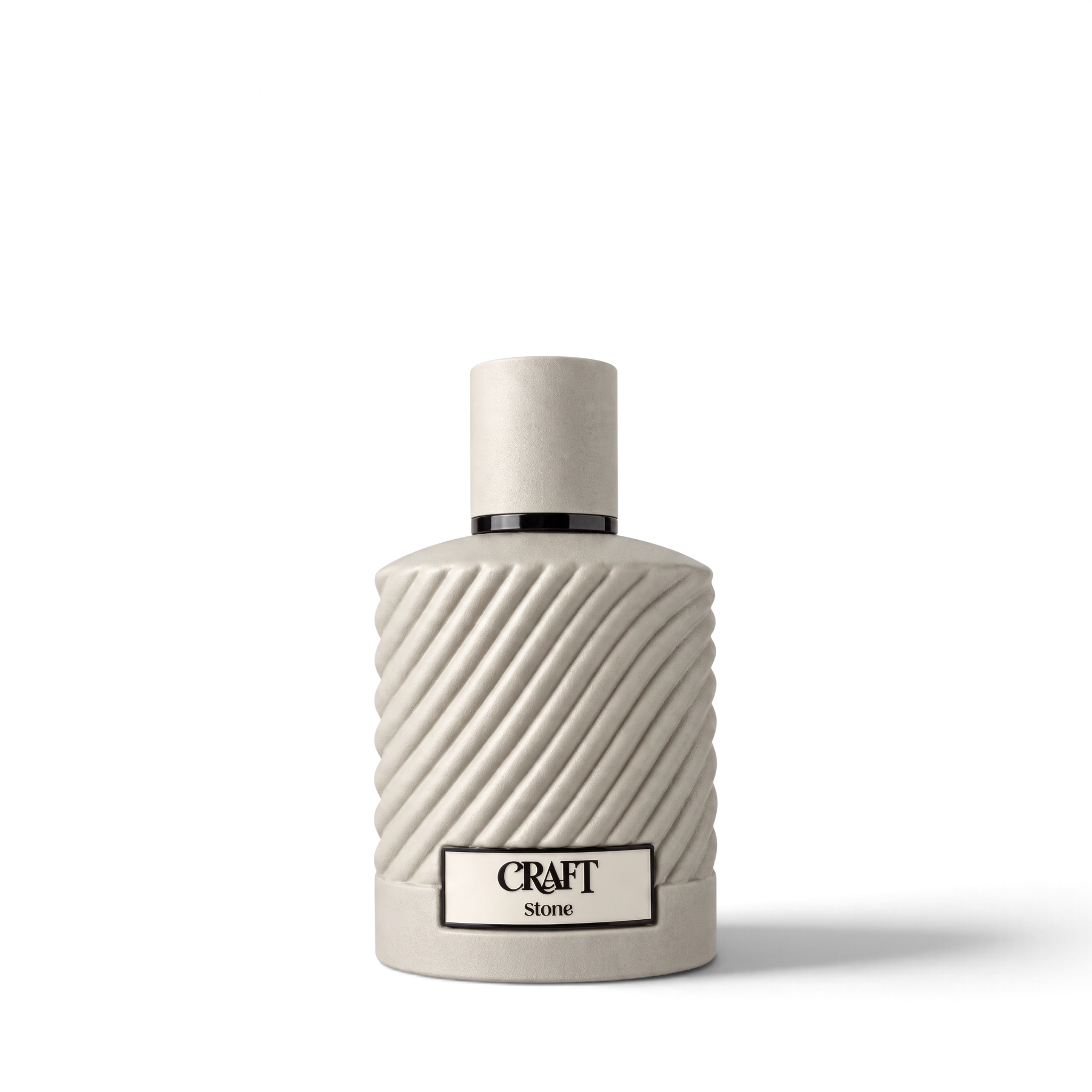 Palette 21 Jo Milano Craft amber spicy unisex Eau de Parfum in a textured beige stone bottle.