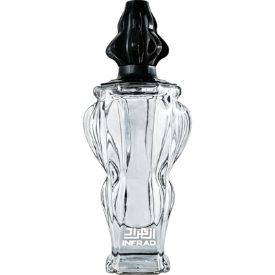 Palette 21 Zimaya Infrad Noir amber woody Eau de Parfum in a uniquely shaped clear glass bottle with a black cap
