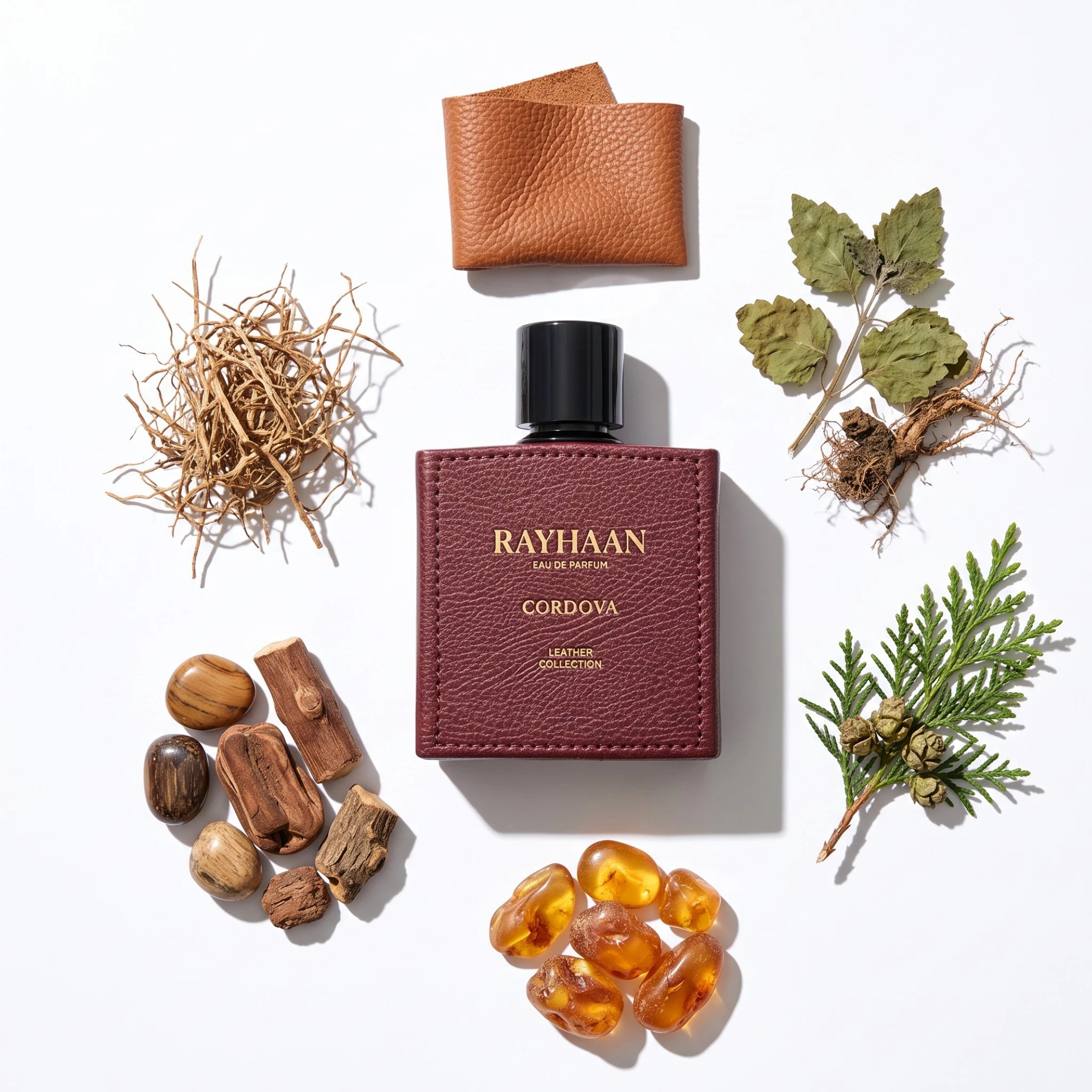 Cordova perfume bottle with leather, patchouli and cypress notes