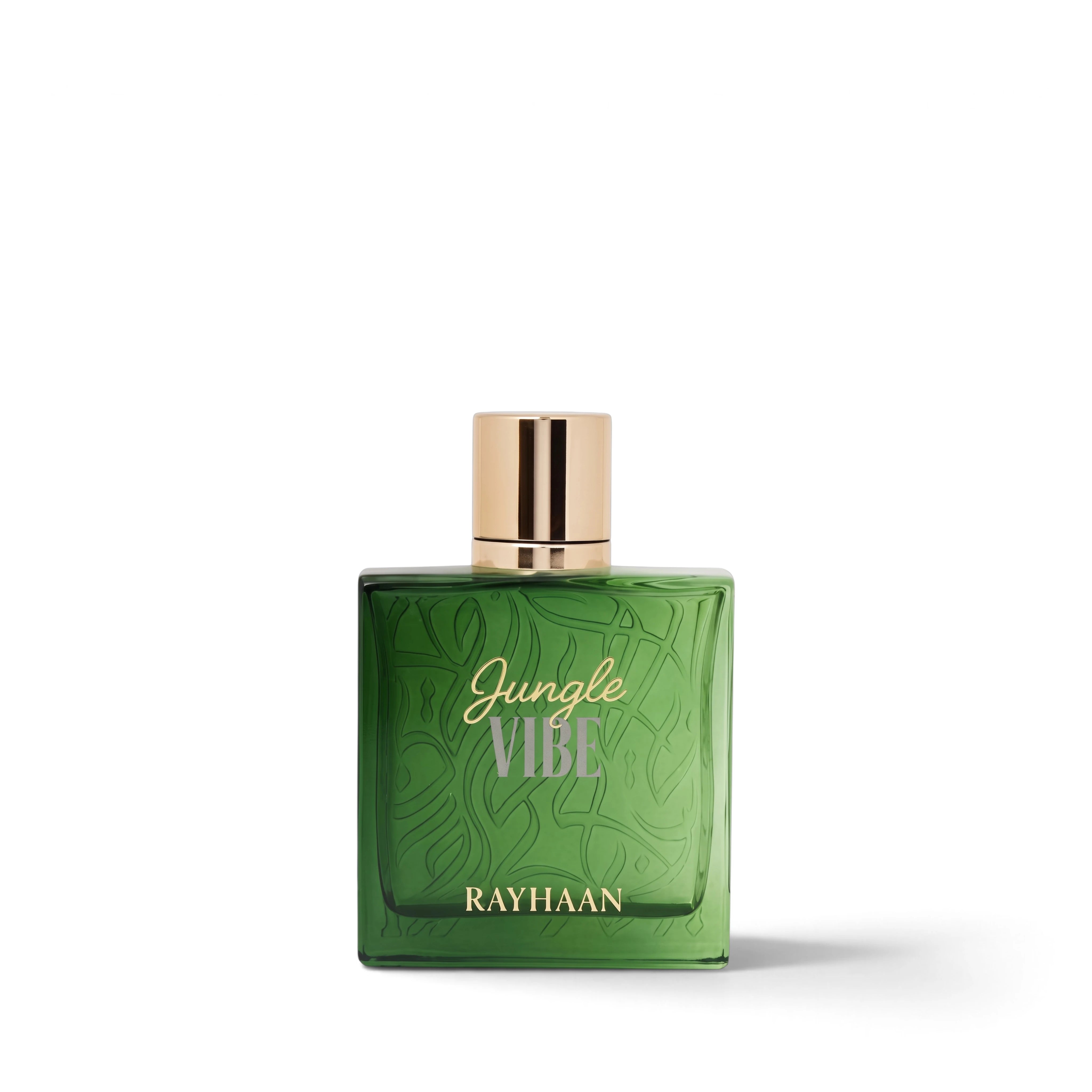 Rayhaan Jungle Vibe unisex perfume 3.4 oz green bottle on white