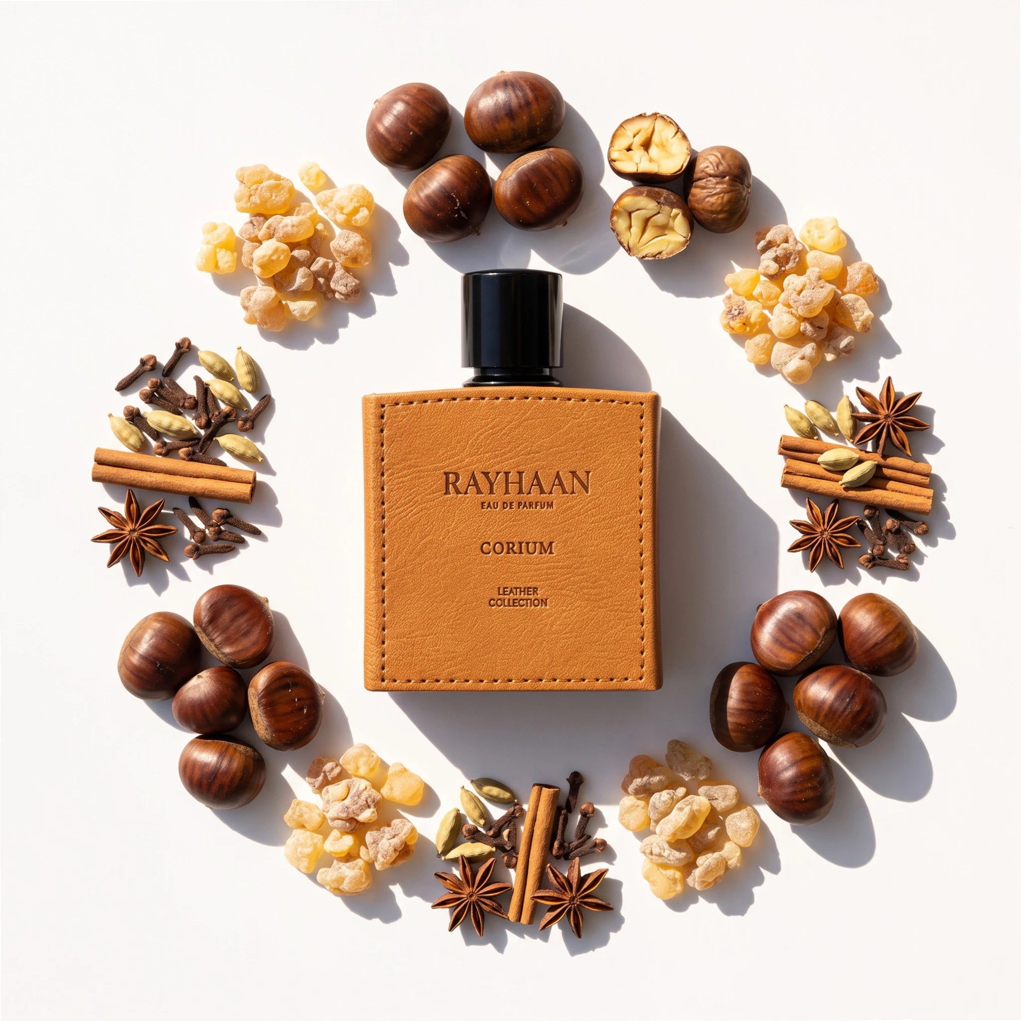 Corium cologne bottle with chestnuts and warm spice notes
