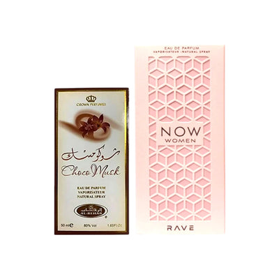 Lattafa Perfumes Rave Now for Women 3.4oz 100ml & Choco Musk by Al Rehab 1.65oz 50ml