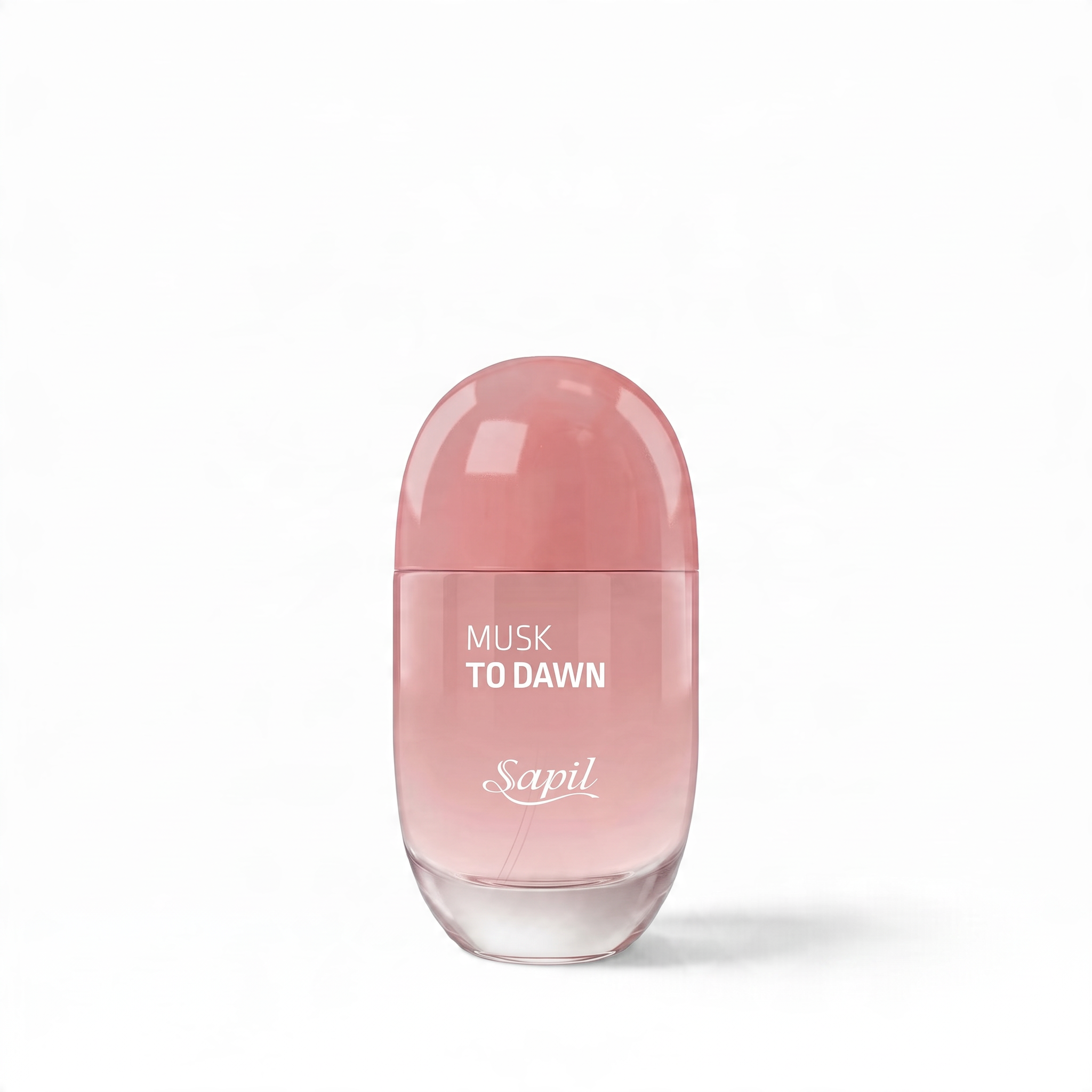 Palette 21 Musk to Dawn Sapil perfume for women in a rounded pink glass bottle with a minimalist design