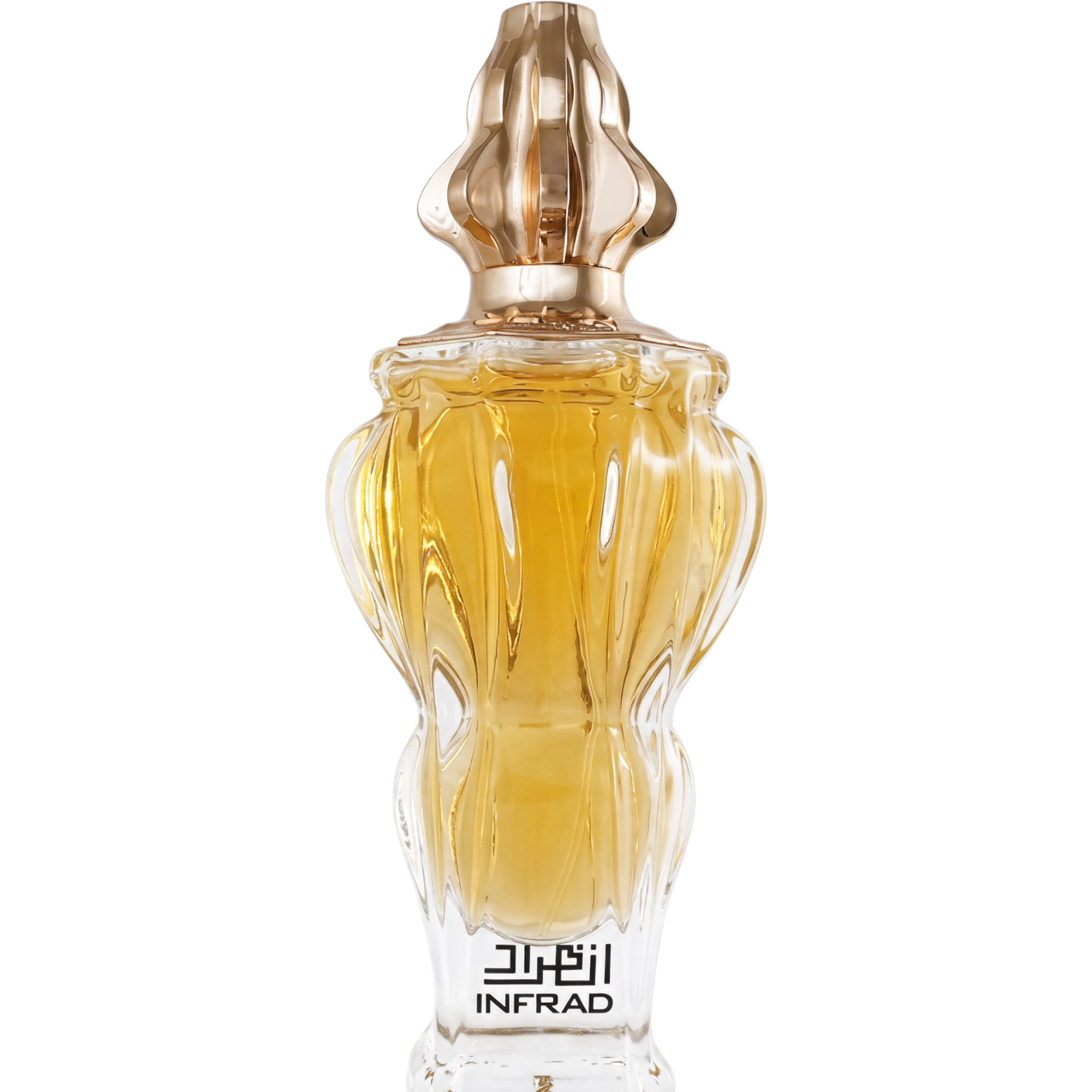 Palette 21 Zimaya Infrad Luxe amber vanilla Eau de Parfum in a decorative glass bottle with a gold cap.