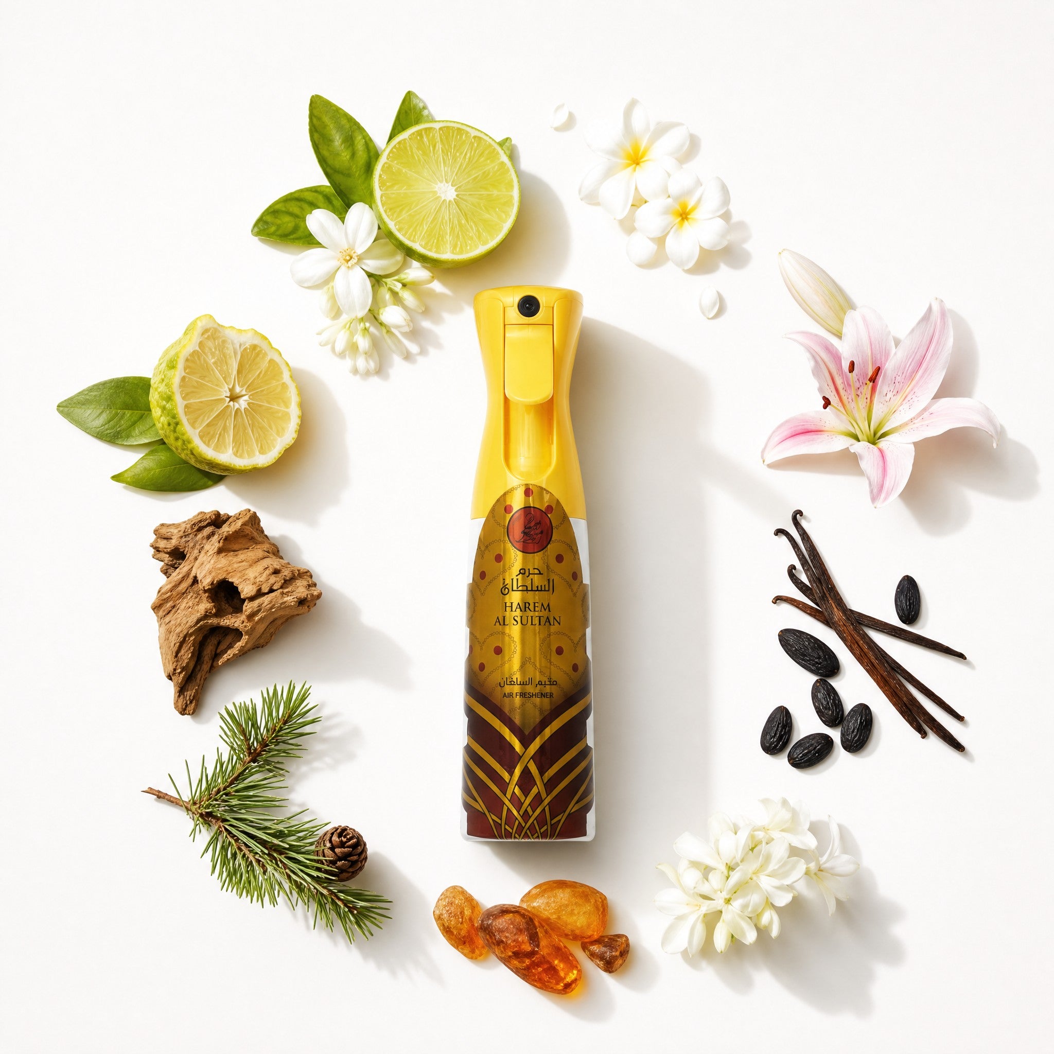 Hareem Al Sultan Gold air freshener notes: citrus, florals, amber, musk and precious woods