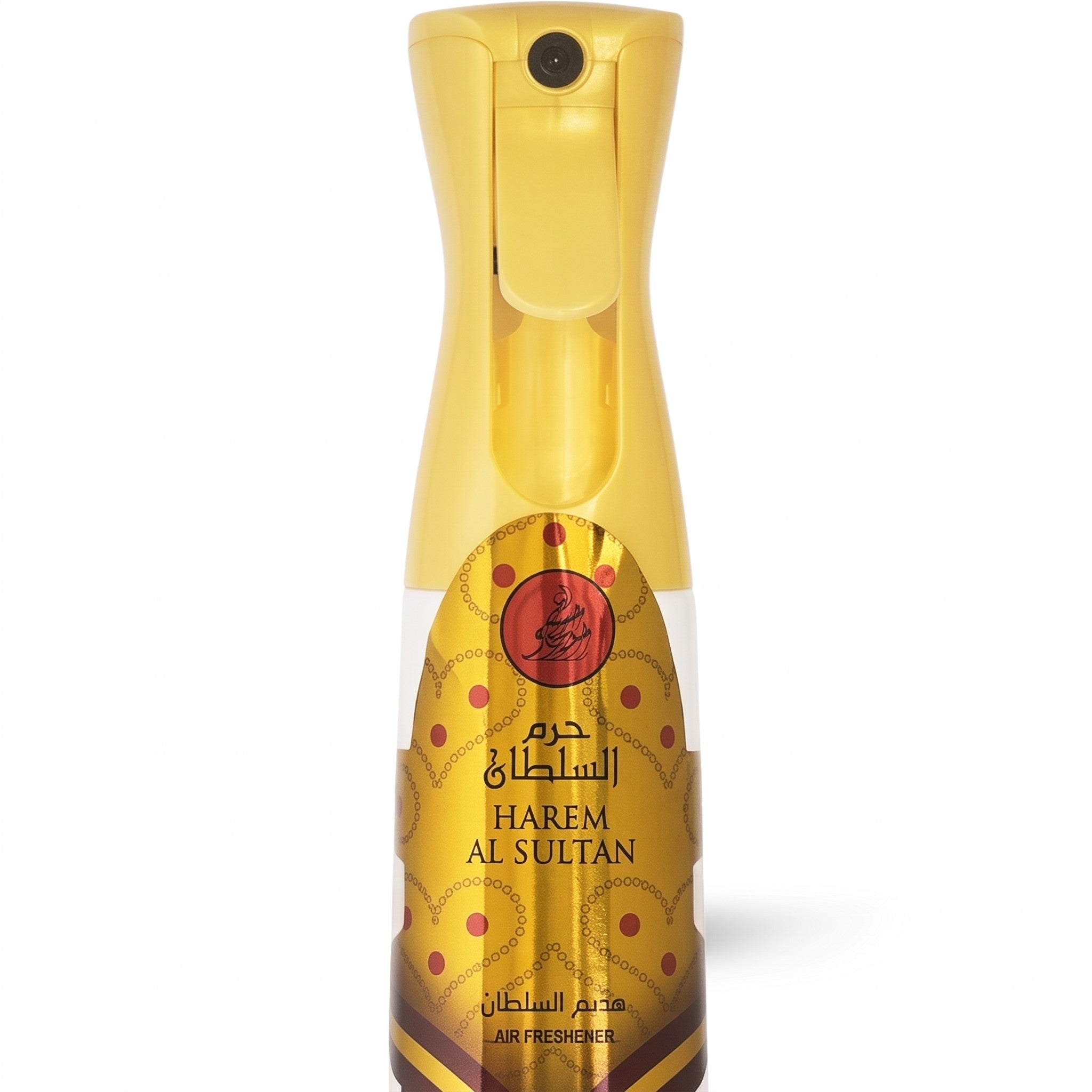 Hareem Al Sultan Gold 320ml Arabian home and room spray bottle close up