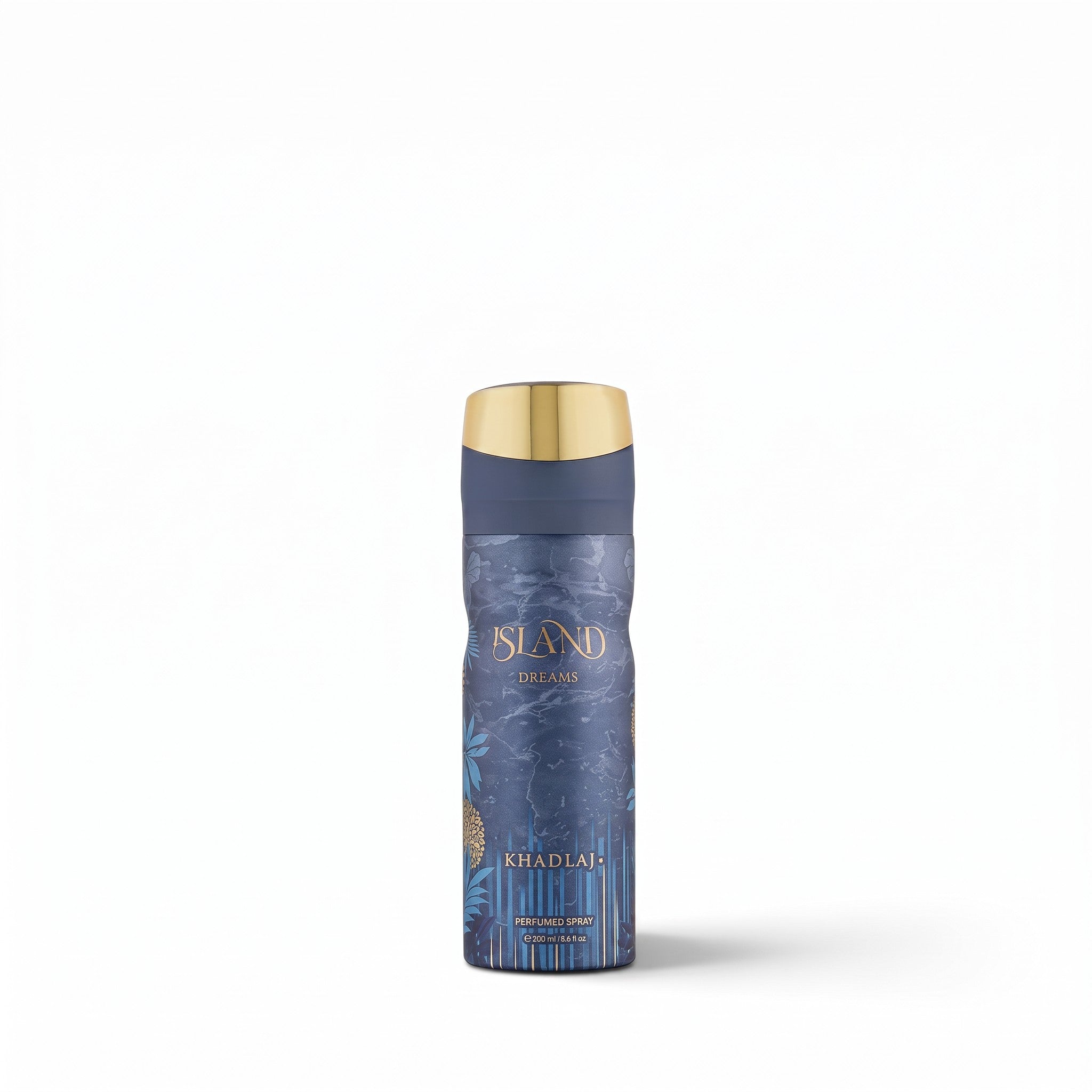 Khadlaj Island Dreams perfumed body spray 200ml blue and gold can