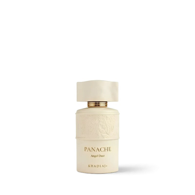 Khadlaj Panache Angel Dust Extrait de Parfum 100ml cream bottle with gold-tone collar