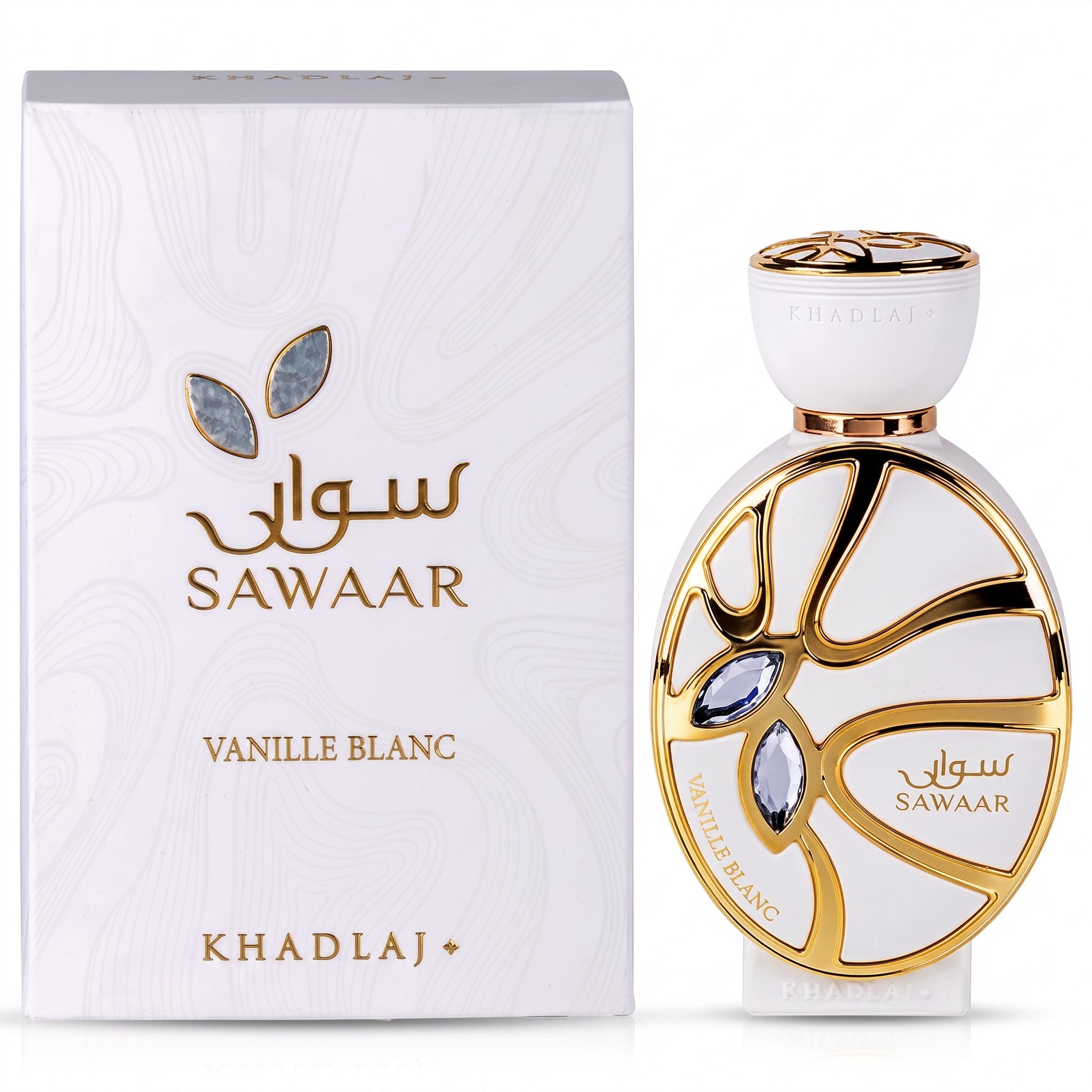 Khadlaj Sawaar Vanille Blanc 100ml extrait de parfum shown with its presentation box