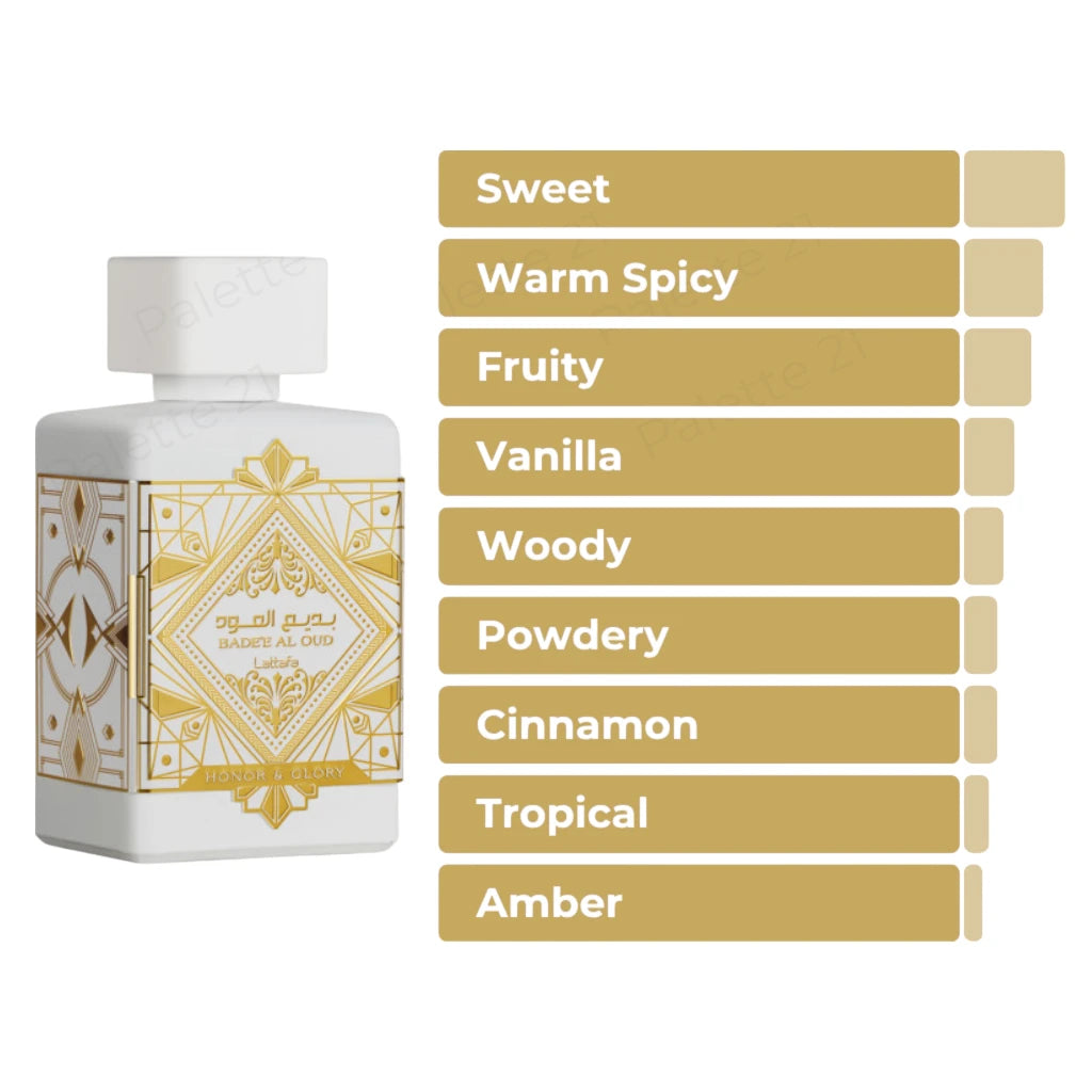 Lattafa Perfumes Bade'e Al Oud Honor & Glory 3.4oz 100ml & Shahd 3.4oz 100ml