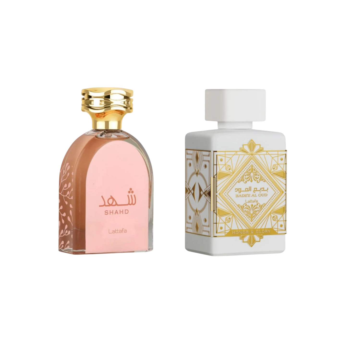 Lattafa Perfumes Bade'e Al Oud Honor & Glory 3.4oz 100ml & Shahd 3.4oz 100ml
