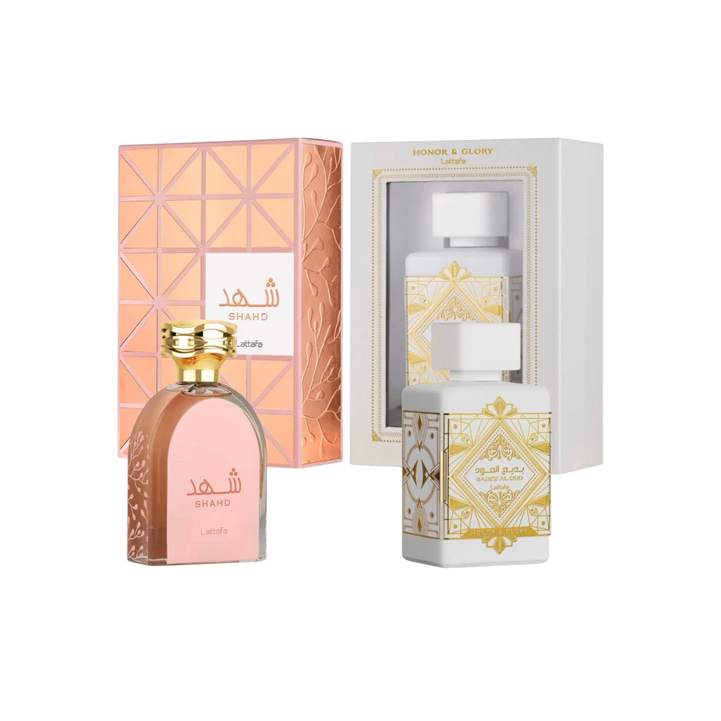 Lattafa Perfumes Bade'e Al Oud Honor & Glory 3.4oz 100ml & Shahd 3.4oz 100ml
