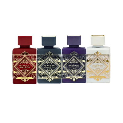 Lattafa Perfumes Bade'e Al Oud Honor & Glory 3.4oz 100ml, Amethyst 3.4oz 100ml, Sublime 3.4oz 100ml & Oud for Glory 3.4oz 100ml