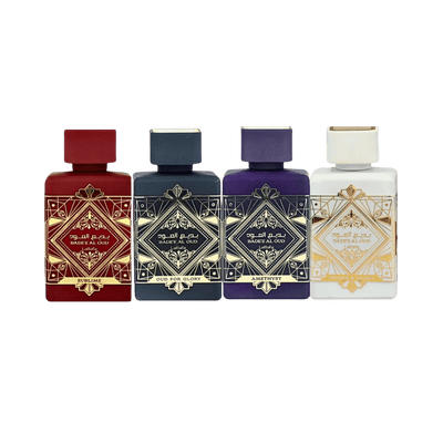Lattafa Perfumes Bade'e Al Oud Honor & Glory 3.4oz 100ml, Amethyst 3.4oz 100ml, Sublime 3.4oz 100ml & Oud for Glory 3.4oz 100ml