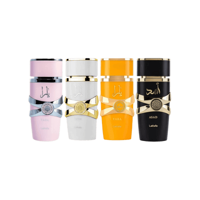 Lattafa Perfumes Yara Pink 3.4oz 100ml & Yara Moi 3.4oz 100ml & Yara Tous 3.4oz 100ml & Asad 3.4oz 100ml