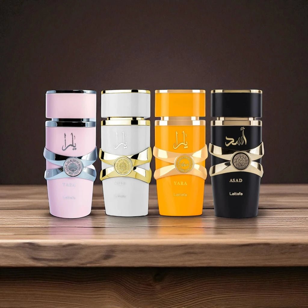 Lattafa Perfumes Yara Pink 3.4oz 100ml & Yara Moi 3.4oz 100ml & Yara Tous 3.4oz 100ml & Asad 3.4oz 100ml