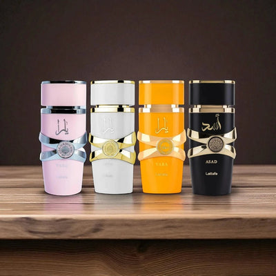 Lattafa Perfumes Yara Pink 3.4oz 100ml & Yara Moi 3.4oz 100ml & Yara Tous 3.4oz 100ml & Asad 3.4oz 100ml