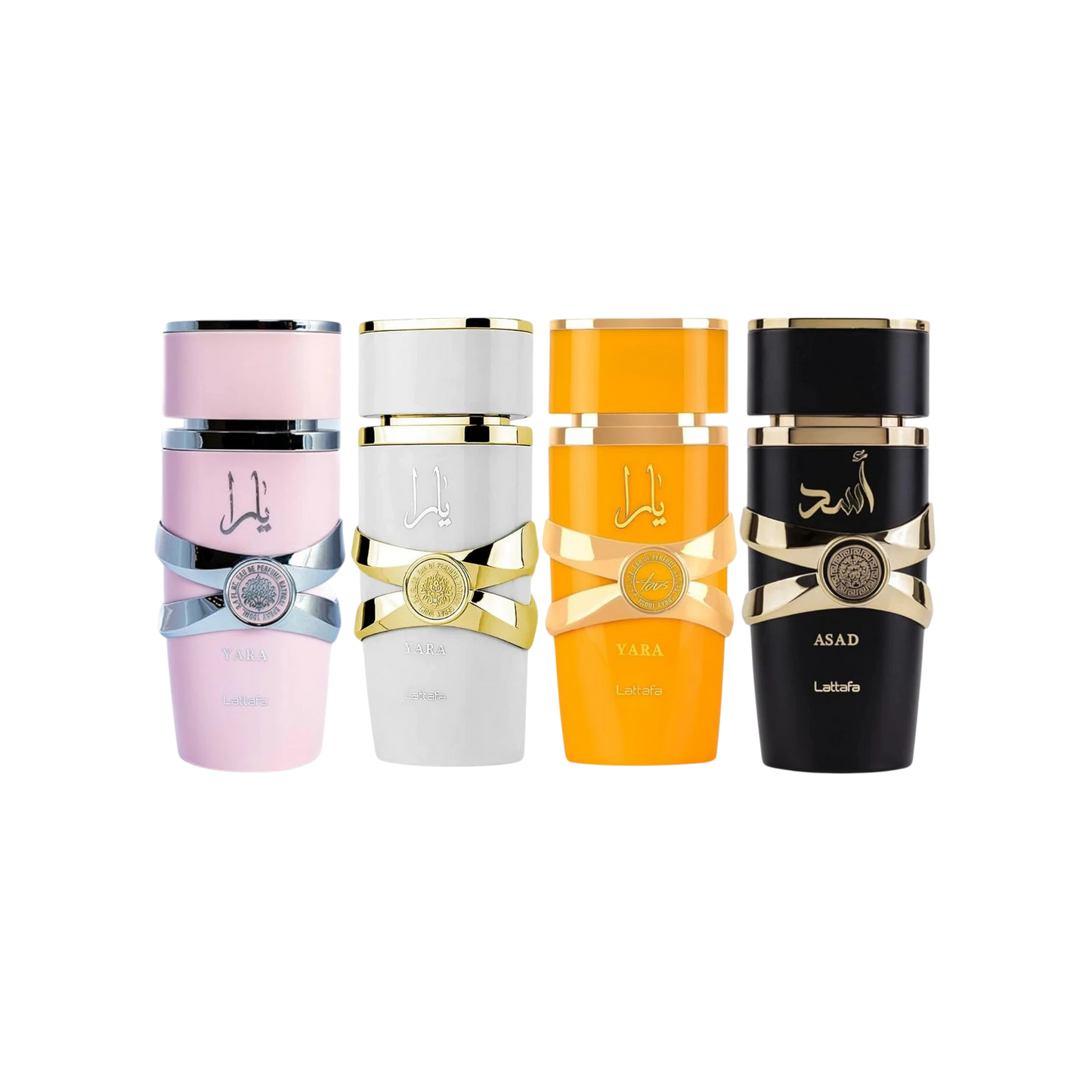 Lattafa Perfumes Yara Pink 3.4oz 100ml & Yara Moi 3.4oz 100ml & Yara Tous 3.4oz 100ml & Asad 3.4oz 100ml
