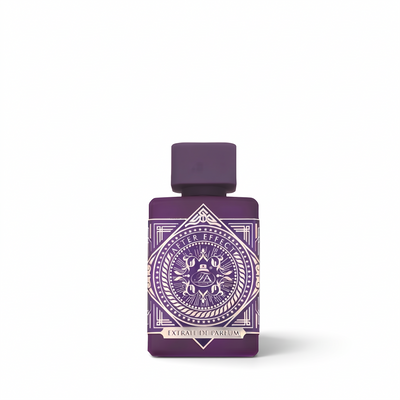 Palette 21 After Effect Extrait de Parfum in a deep purple bottle with intricate vintage-inspired geometric detailing.
