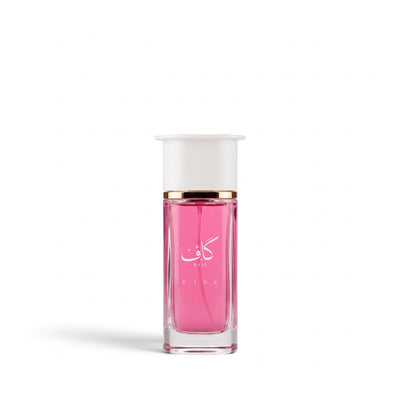Palette 21 Ahmed Al Maghribi Pink floral gourmand unisex Eau de Parfum in a 100ml glass bottle with a white cap.