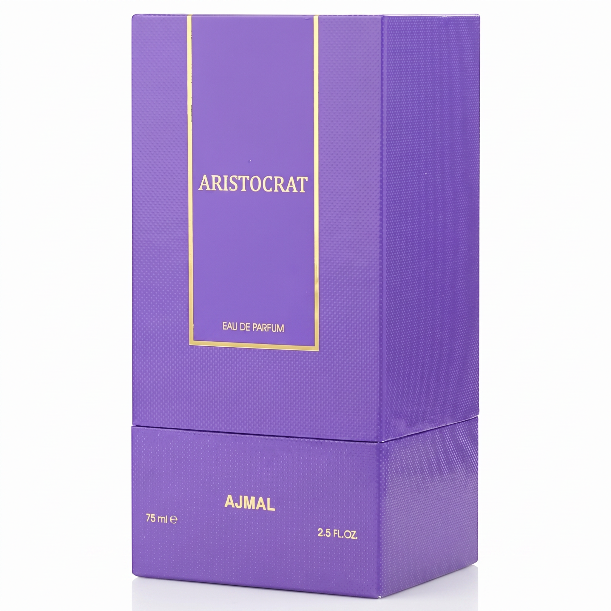 Palette 21 AJMAL Aristocrat Eau de Parfum in a textured purple box with gold lettering and accents.