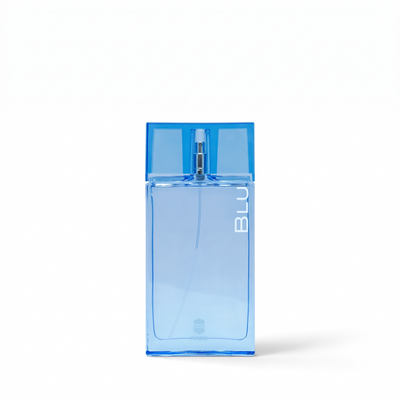 Palette 21 Ajmal Blu Eau de Parfum in a minimalist blue glass bottle for men