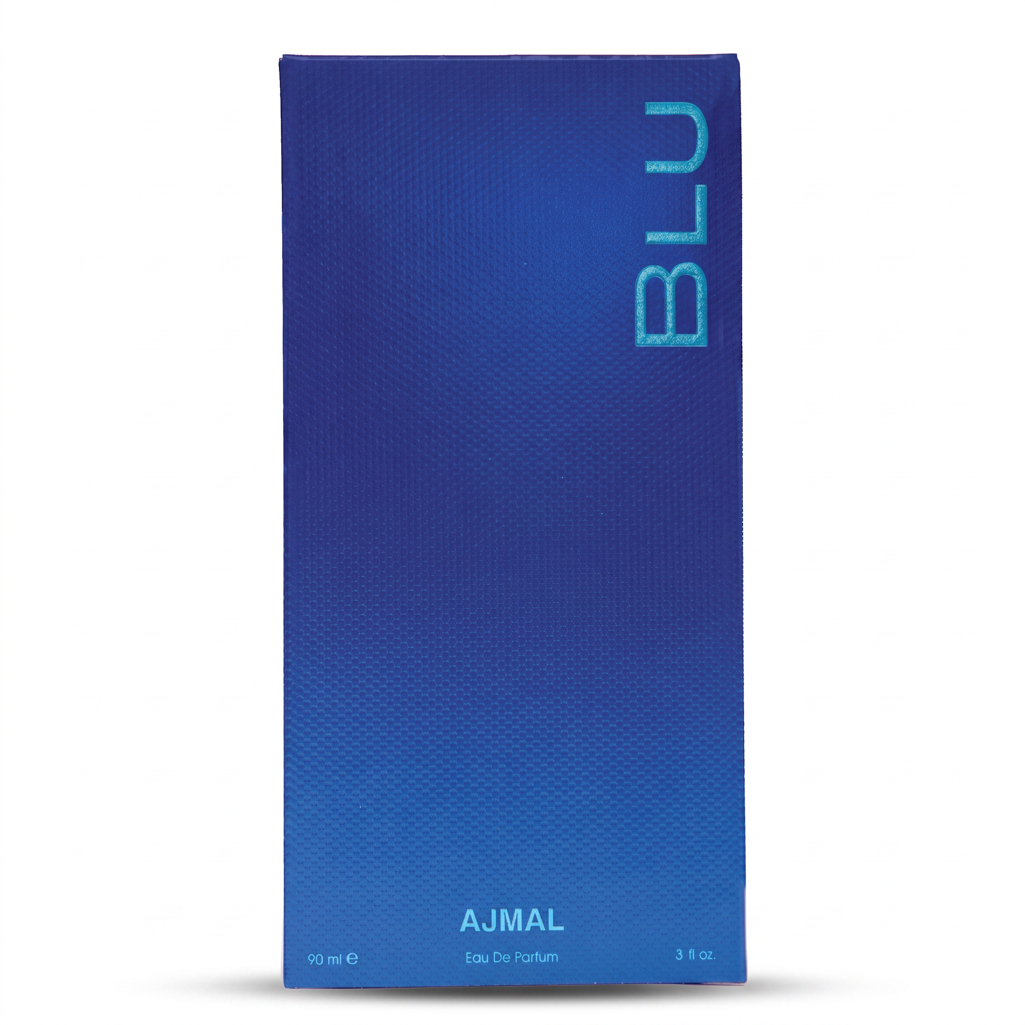 Palette 21 Ajmal Blu Eau De Parfum fragrance box in a vibrant blue textured finish with minimalist branding.