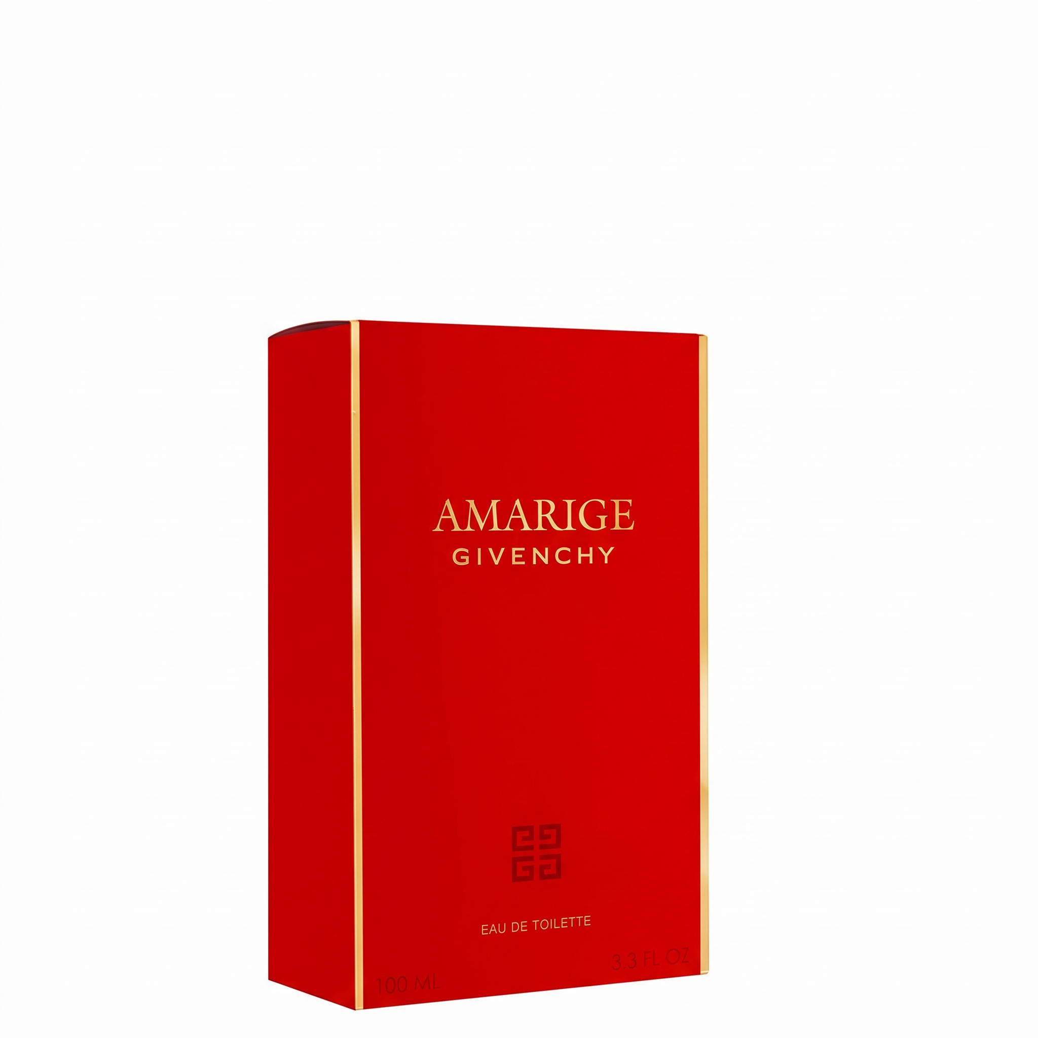 Palette 21 Amarige de GIVENCHY Eau de Toilette 3.4 oz perfume box in vibrant red with gold lettering