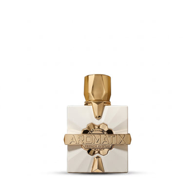 Palette 21 French Avenue Aromatix Platine Blanc unisex perfume bottle with white glass and gold geometric cap