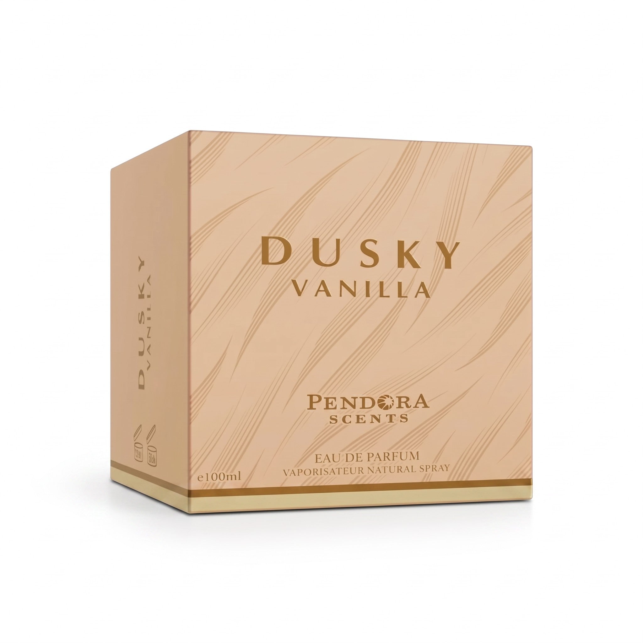 Palette 21 Dusky Vanilla by Pendora Scents Eau de Parfum 100ml perfume box in soft beige with elegant gold lettering.