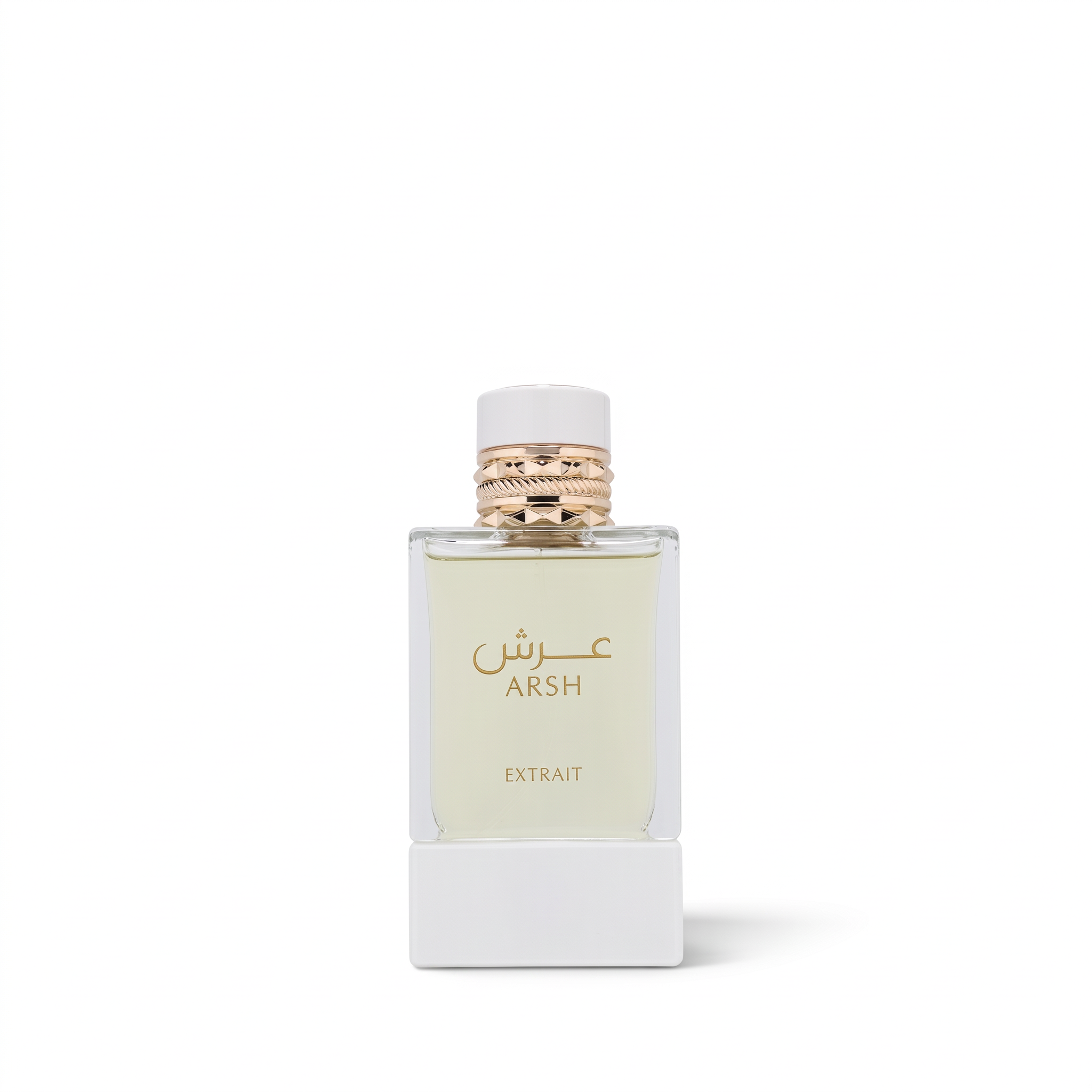 Palette 21 FRENCH AVENUE Arsh Extrait de Parfum in a clear glass bottle with gold accents and a white base.