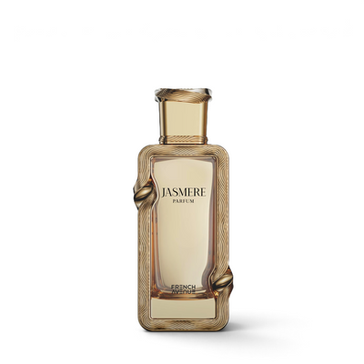 Palette 21 Jasmere French Avenue unisex parfum in a rectangular glass bottle with an ornate gold textured frame.
