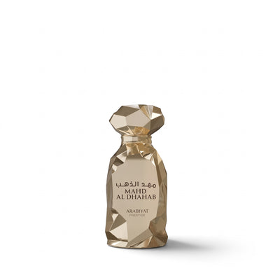 Palette 21 Arabiyat Prestige Mahd Al Dhahab amber woody unisex perfume in a unique gold faceted glass bottle.