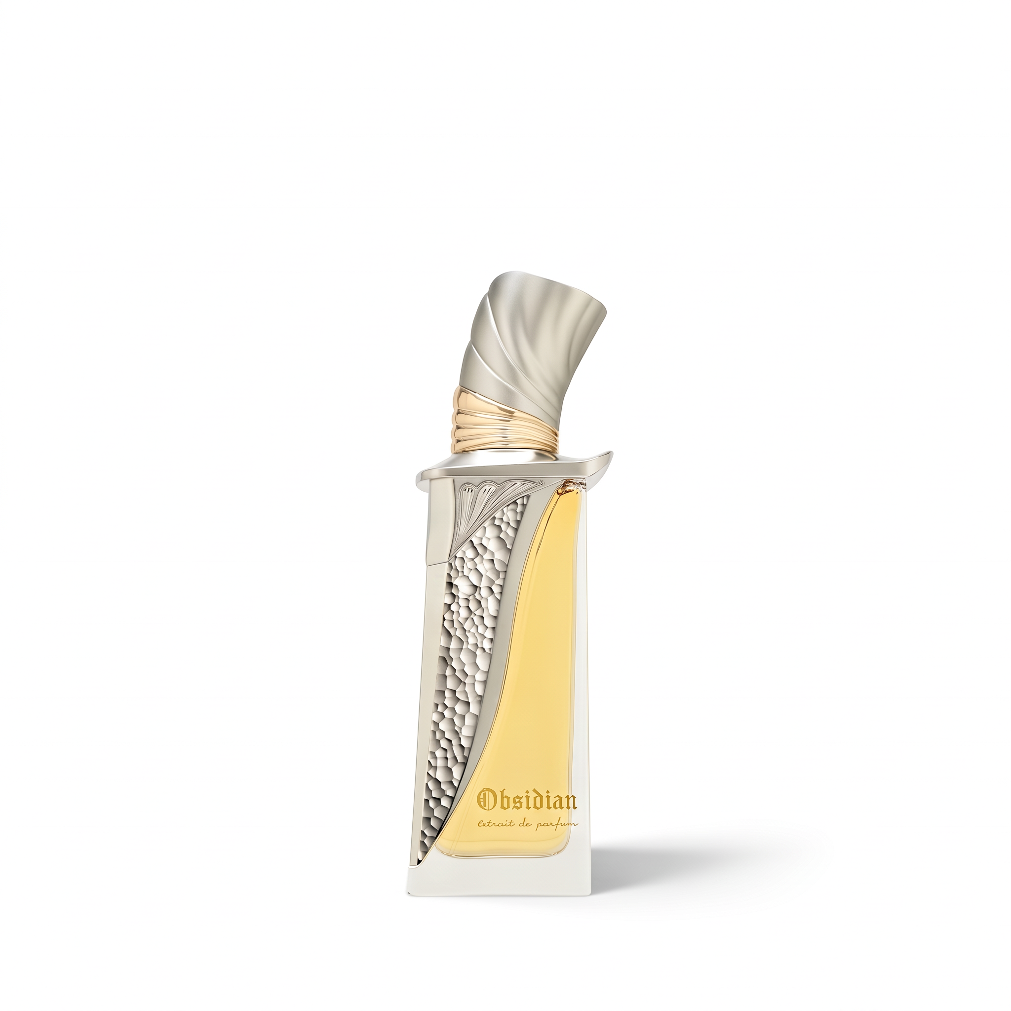 Palette 21 Obsidian Extrait De Parfum in a sleek, architecturally inspired glass bottle with metallic silver detailing.