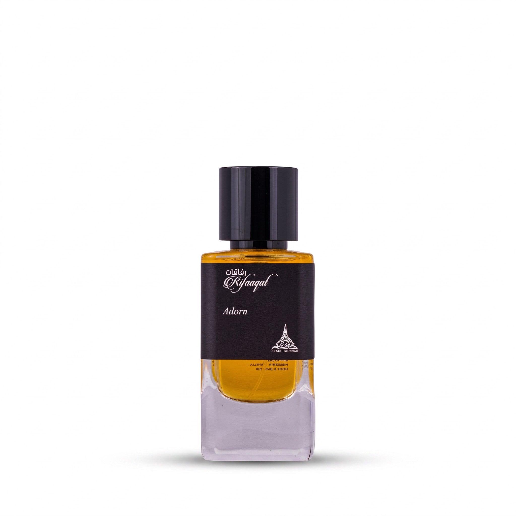 Palette 21 Paris Corner Rifaaqat Adorn eau de parfum in a minimalist glass bottle with a black label