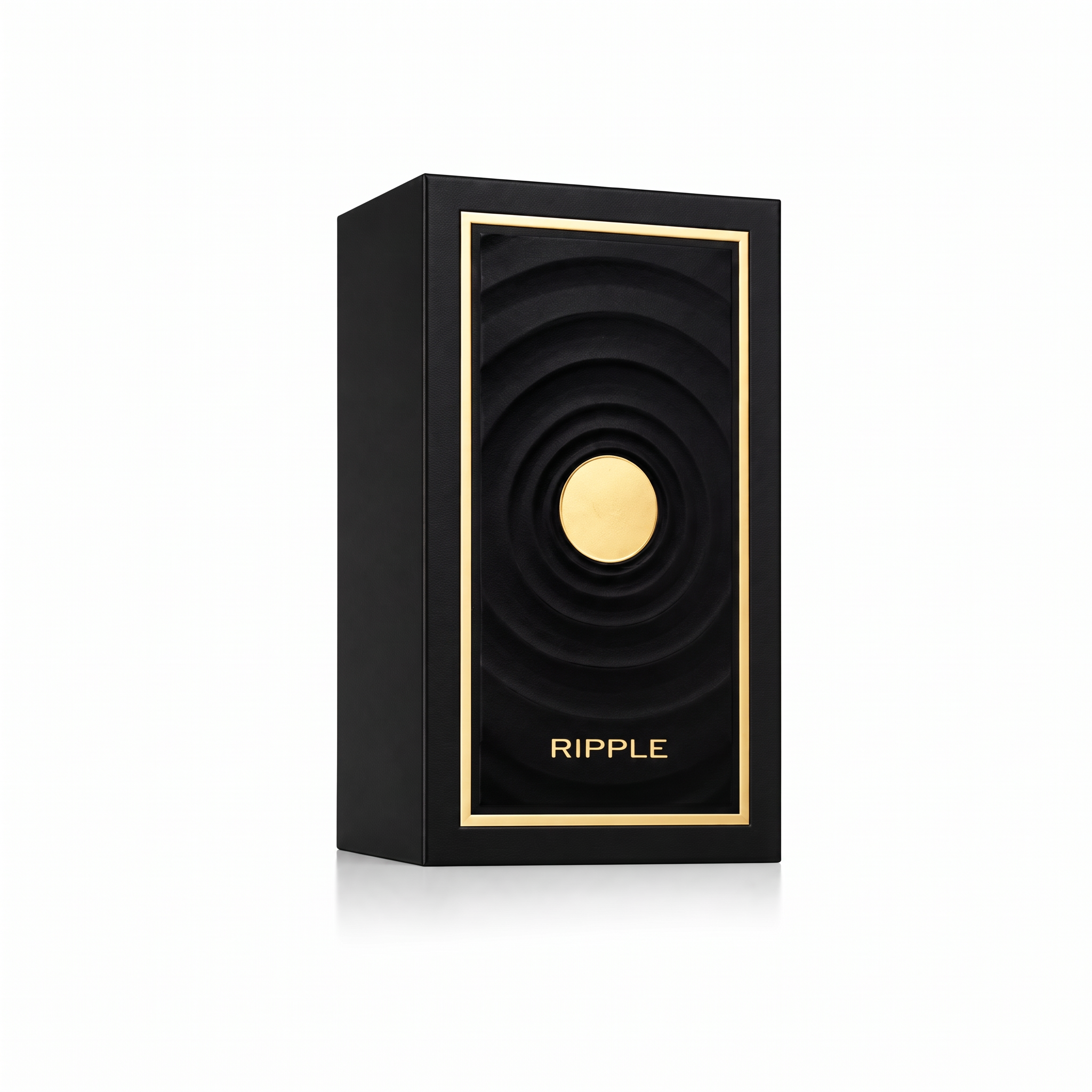 Palette 21 Ripple Eau de Parfum fragrance box in black with a gold circular emblem and rippled texture design.