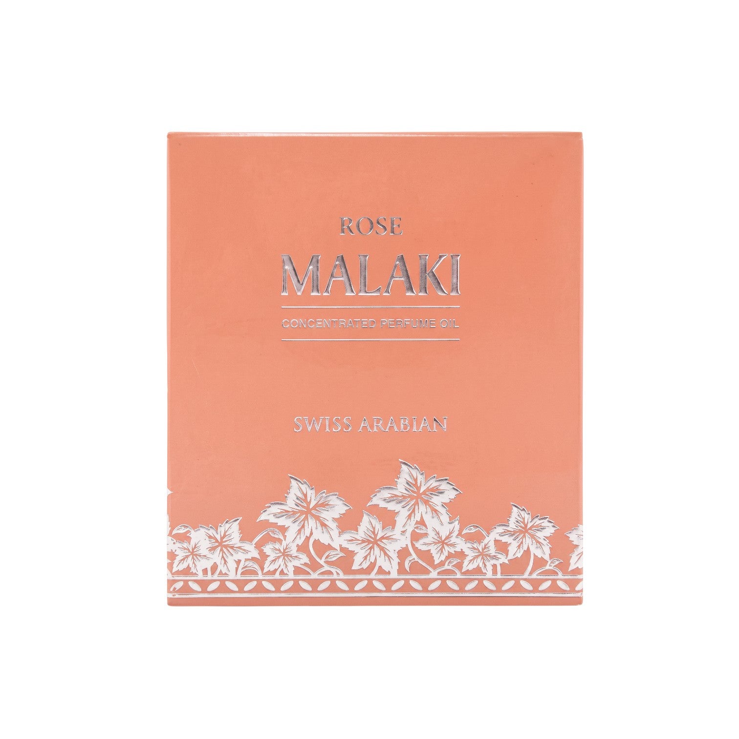 Palette 21 SWISS ARABIAN Rose Malaki concentrated perfume oil box in peach with silver floral detailing