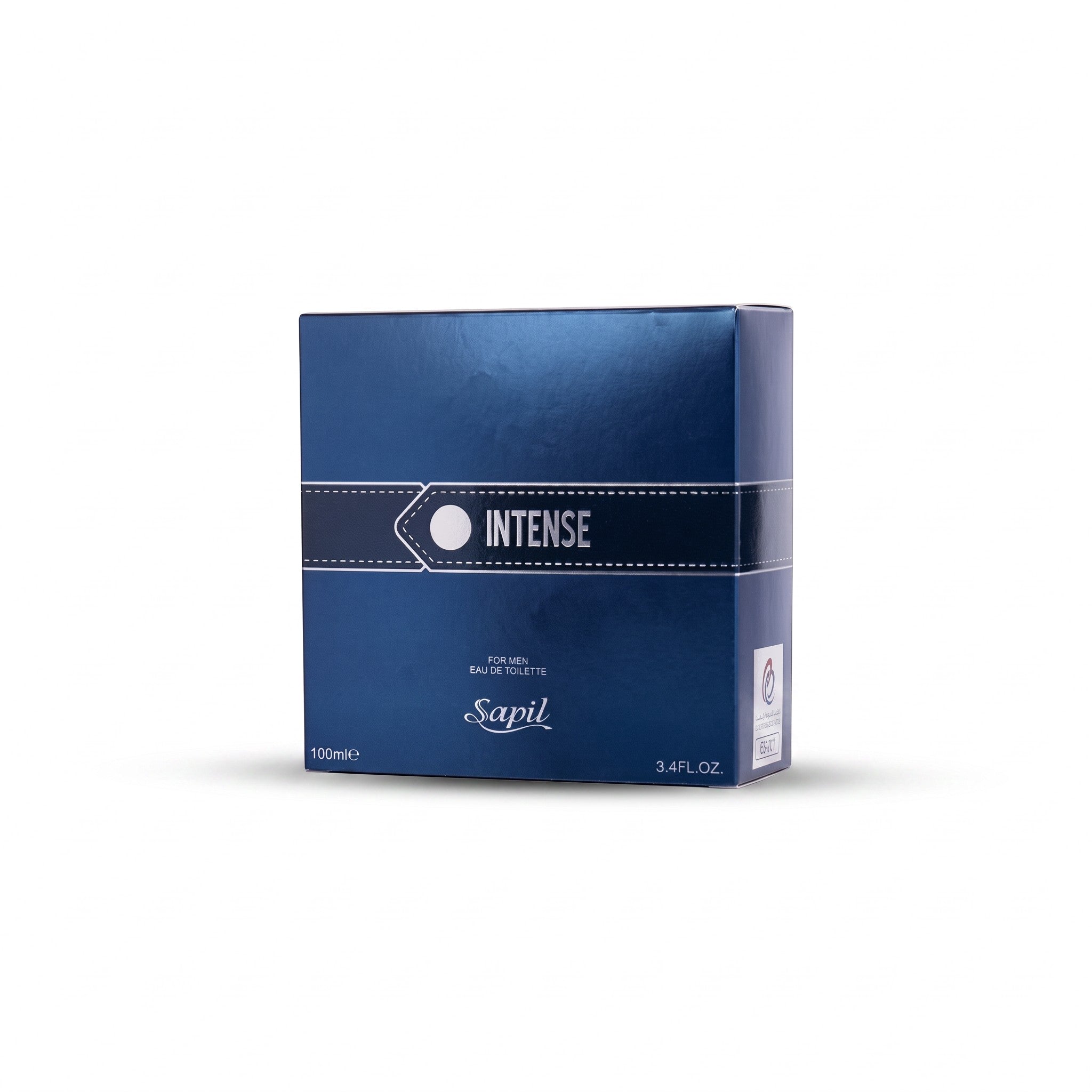 Palette 21 Sapil Intense for Men Eau de Toilette 100ml perfume box in a deep blue square design.