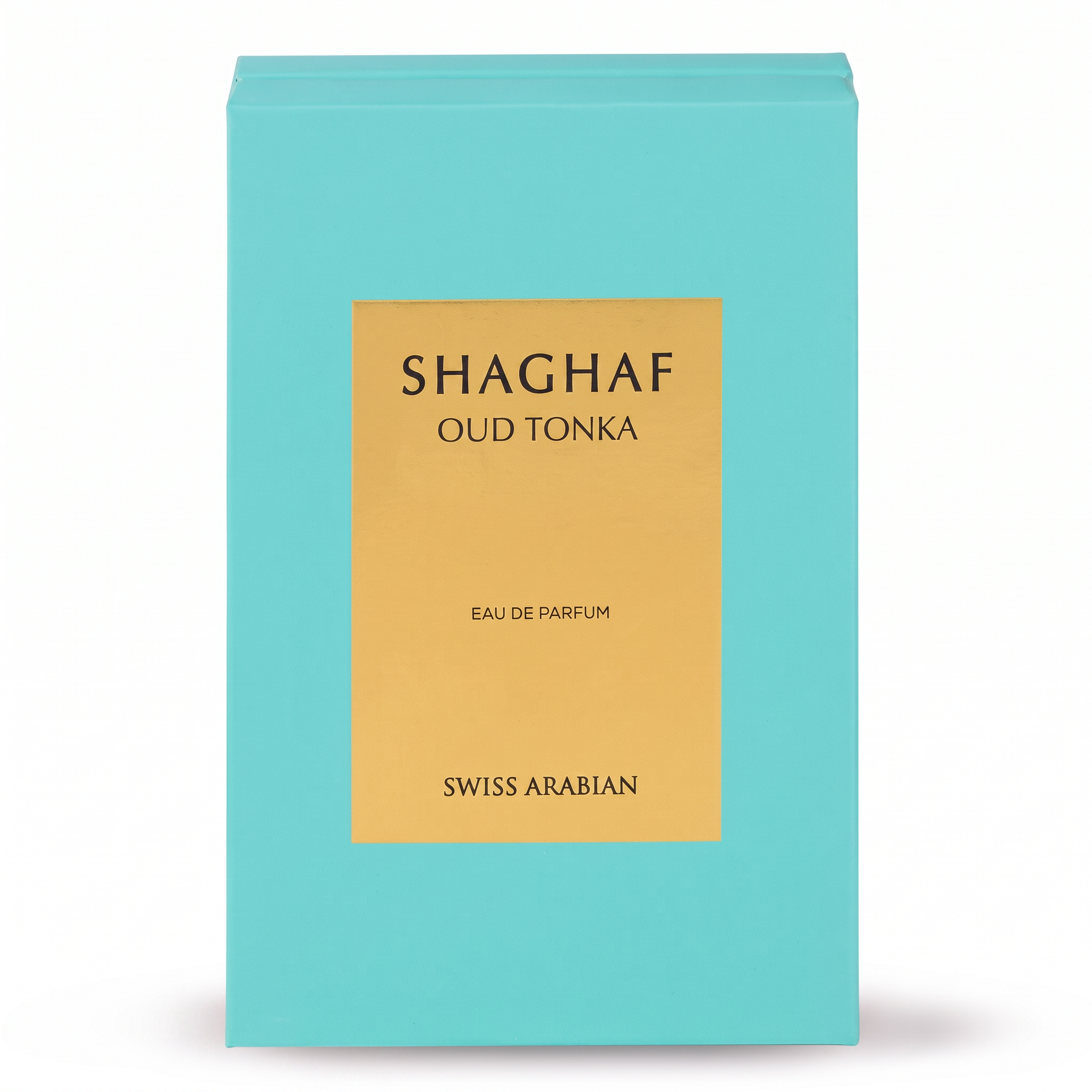Palette 21 Swiss Arabian Shaghaf Oud Tonka Eau de Parfum turquoise box with gold label