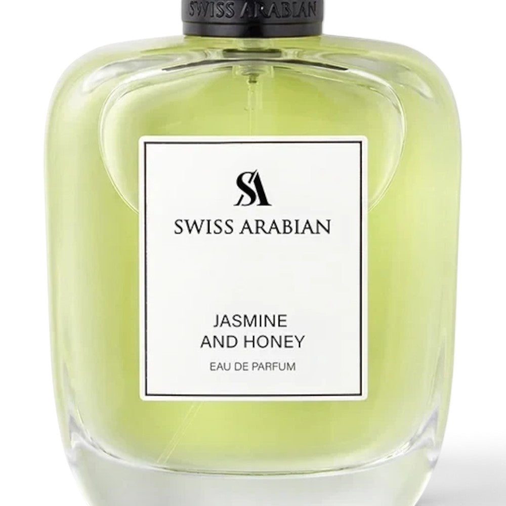 Palette 21 SWISS ARABIAN Jasmine and Honey Eau de Parfum in a clear glass bottle with a black cap