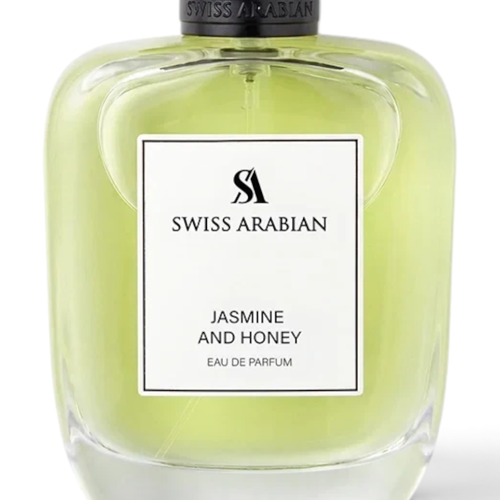 Palette 21 SWISS ARABIAN Jasmine and Honey Eau de Parfum in a clear glass bottle with a black cap