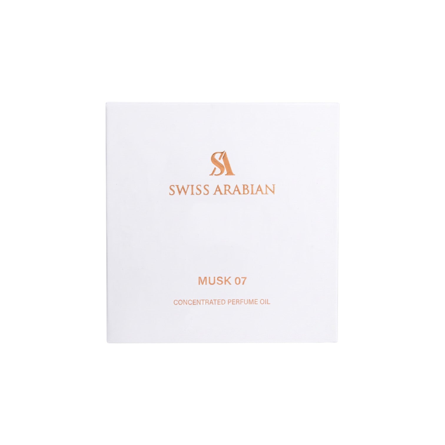 Palette 21 Swiss Arabian Musk 07 concentrated perfume oil white product packaging box with gold branding