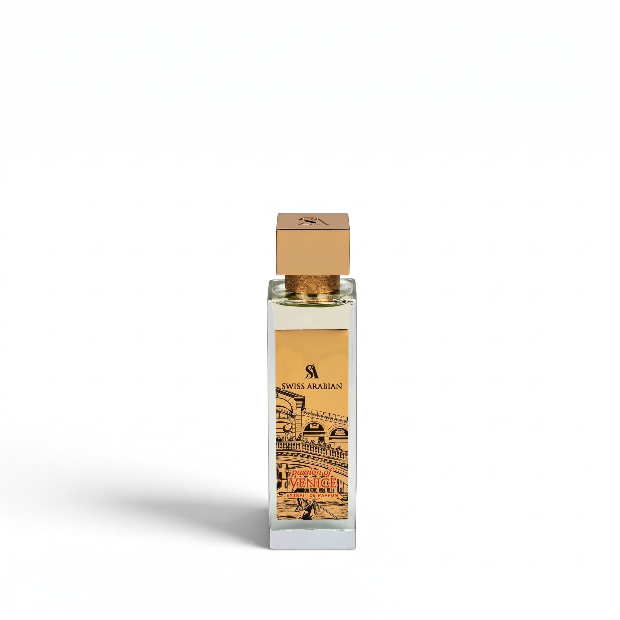 Palette 21 Swiss Arabian Passion of Venice unisex woody musky extrait de parfum in a rectangular glass bottle.