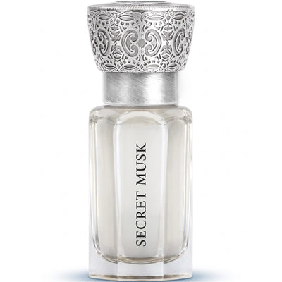 Swiss Arabian Secret Musk close-up of ornate silver cap detail