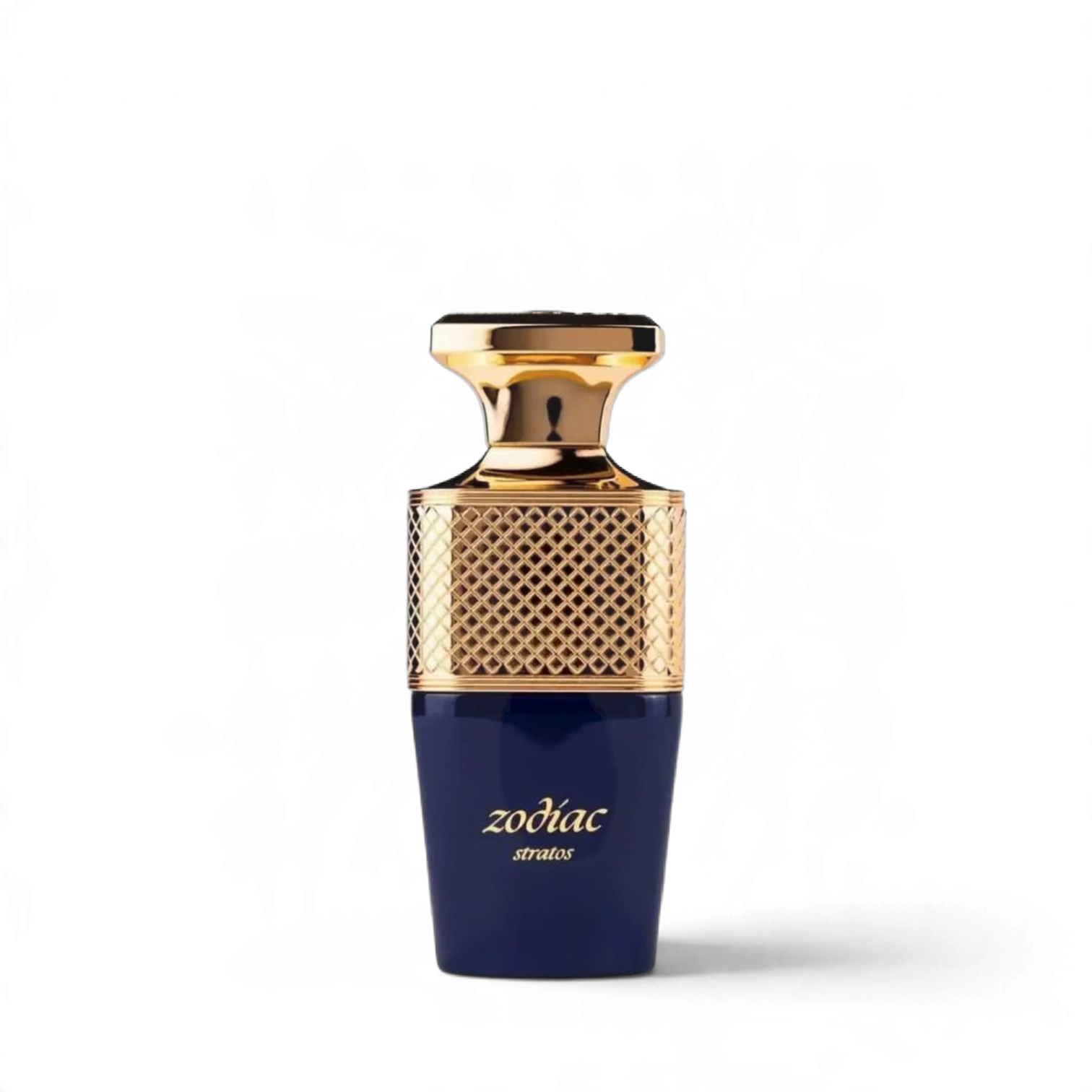 Palette 21 Zodiac Stratos unisex perfume bottle in deep blue glass with a textured gold metallic cap