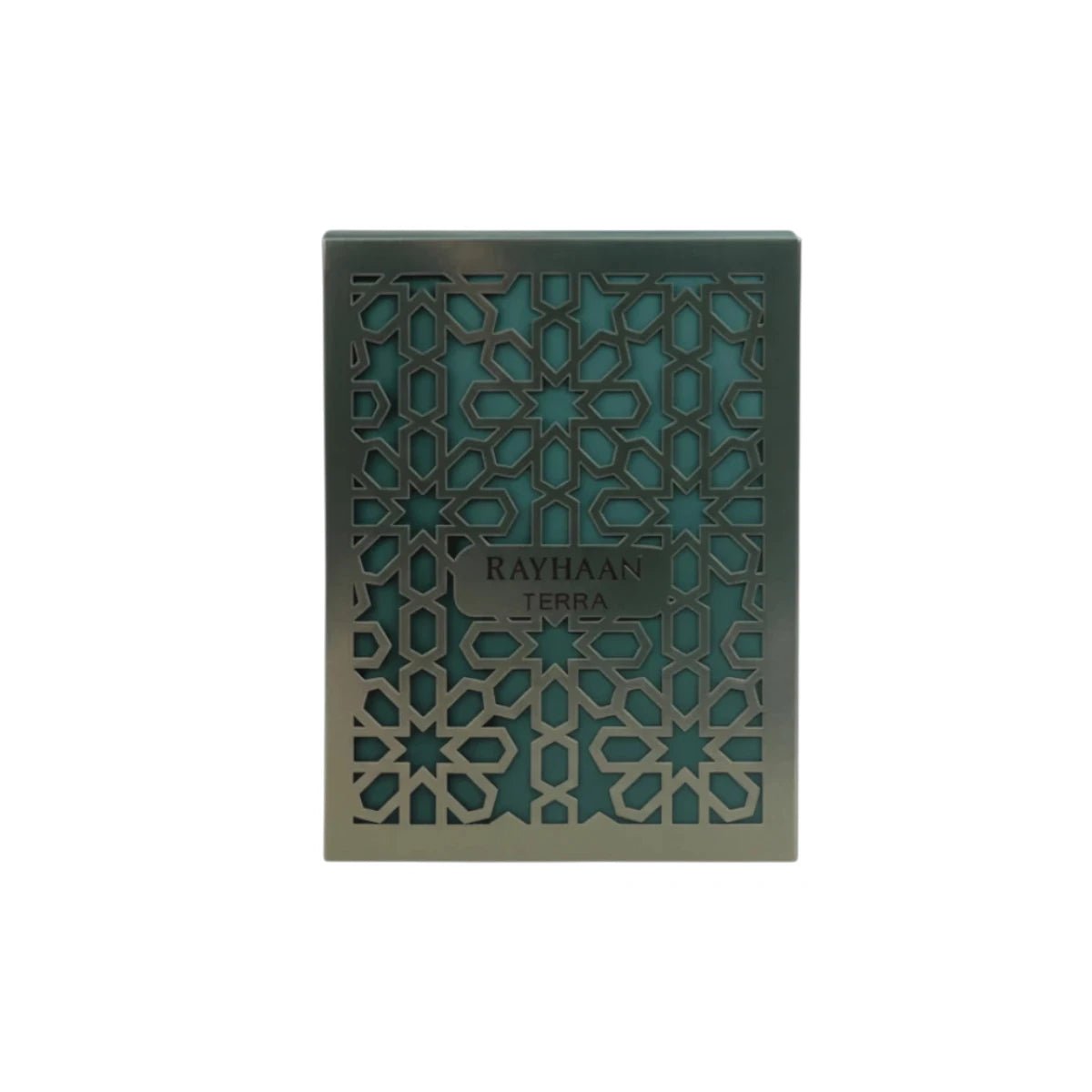 Rayhaan Terra eau de parfum packaging luxury Middle Eastern woody fragrance