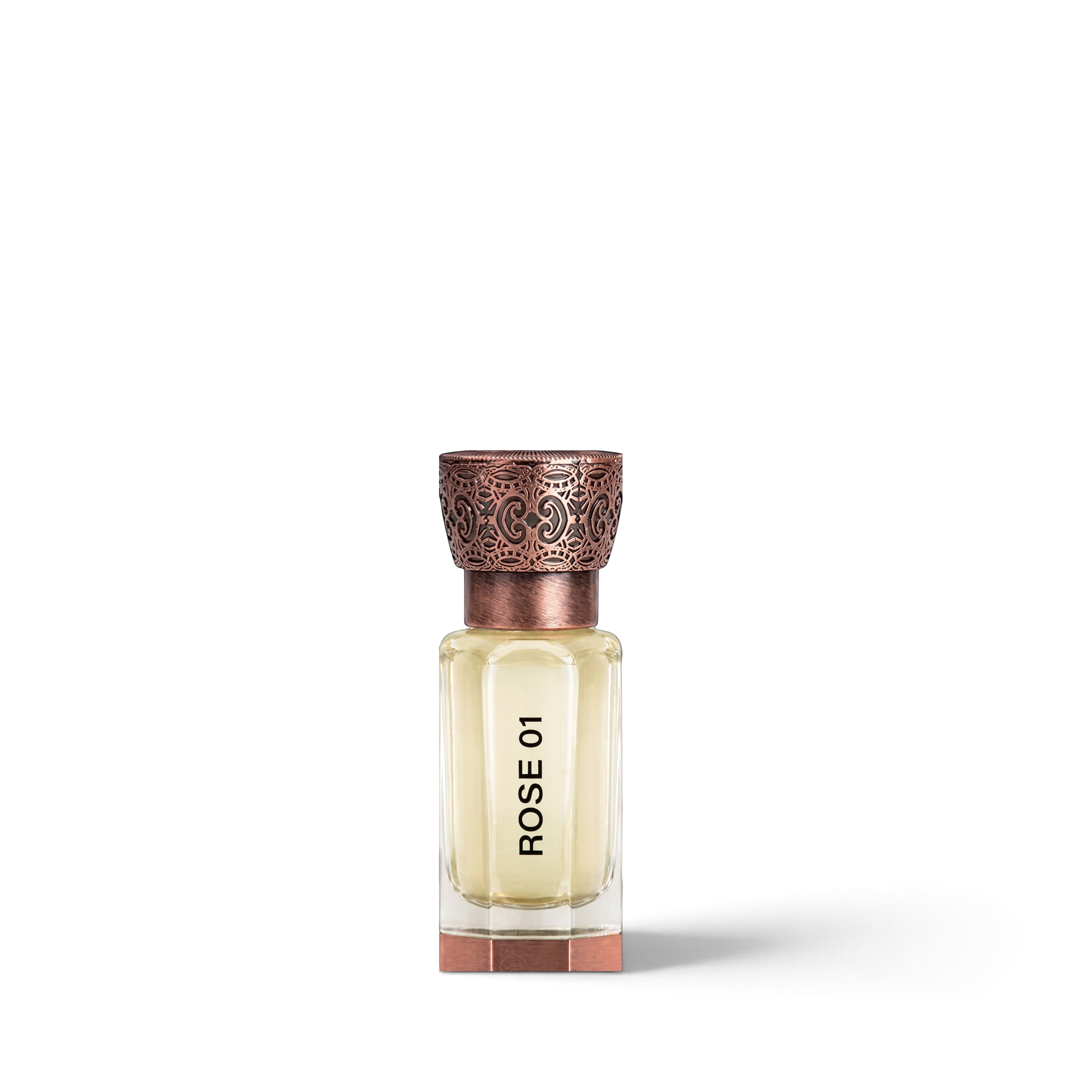 Swiss Arabian Rose 01 concentrated perfume oil 12ml bottle with ornate antique-bronze cap